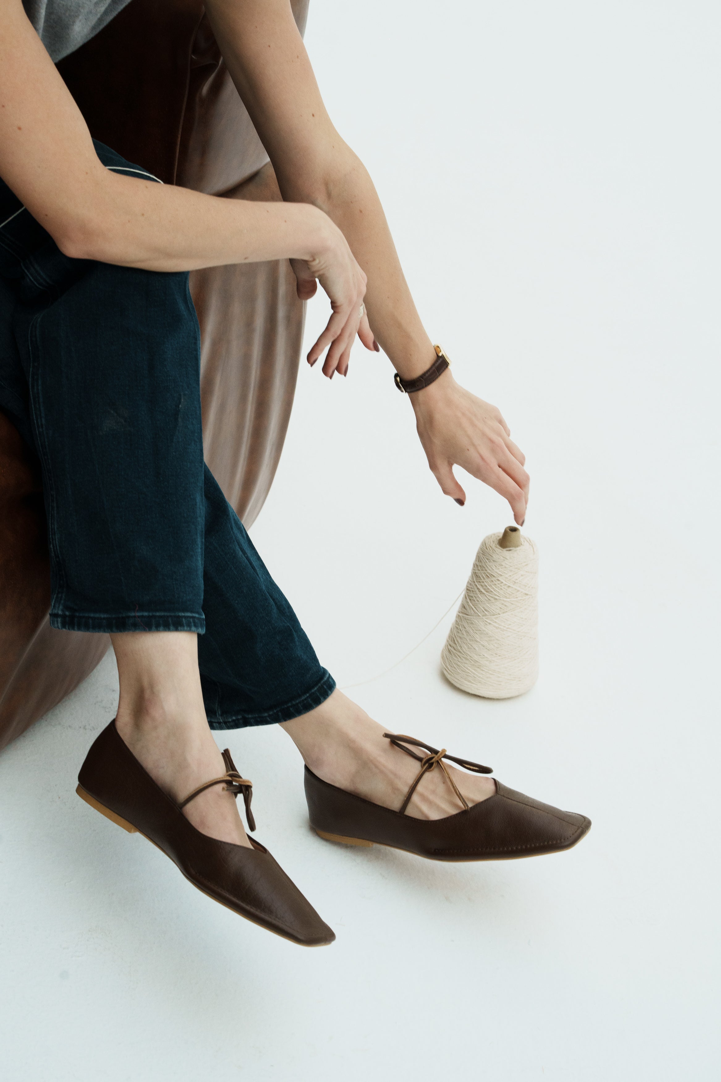 Quadra Brown Leather Ballet Flats