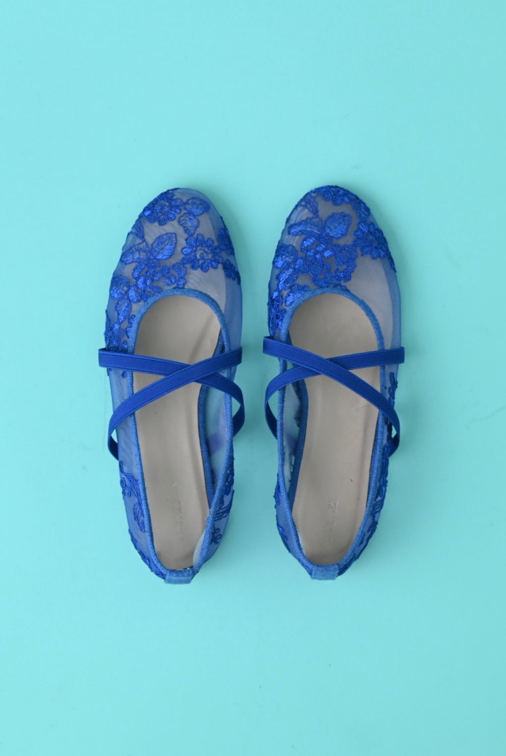 The Lattice Ballerina - Blue Embriodery