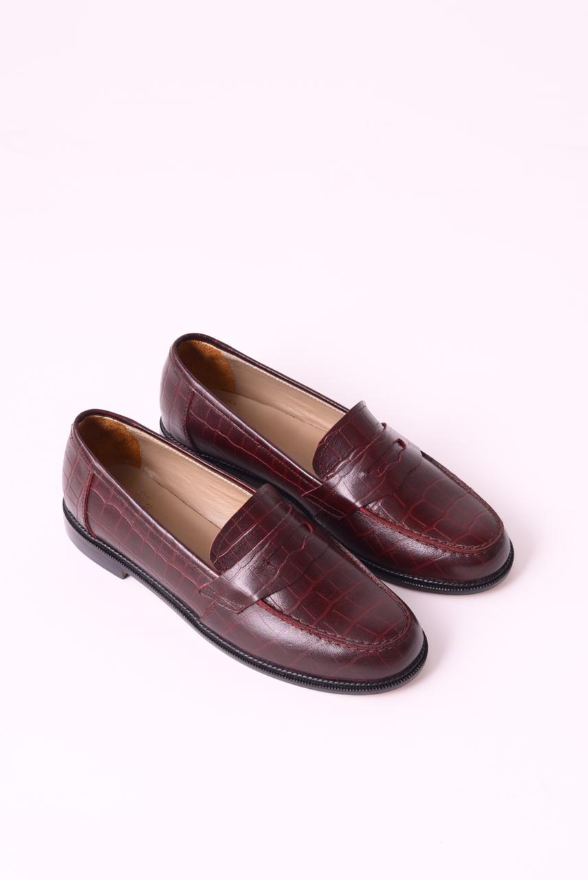 The Linear Loafer - Oxblood Croc