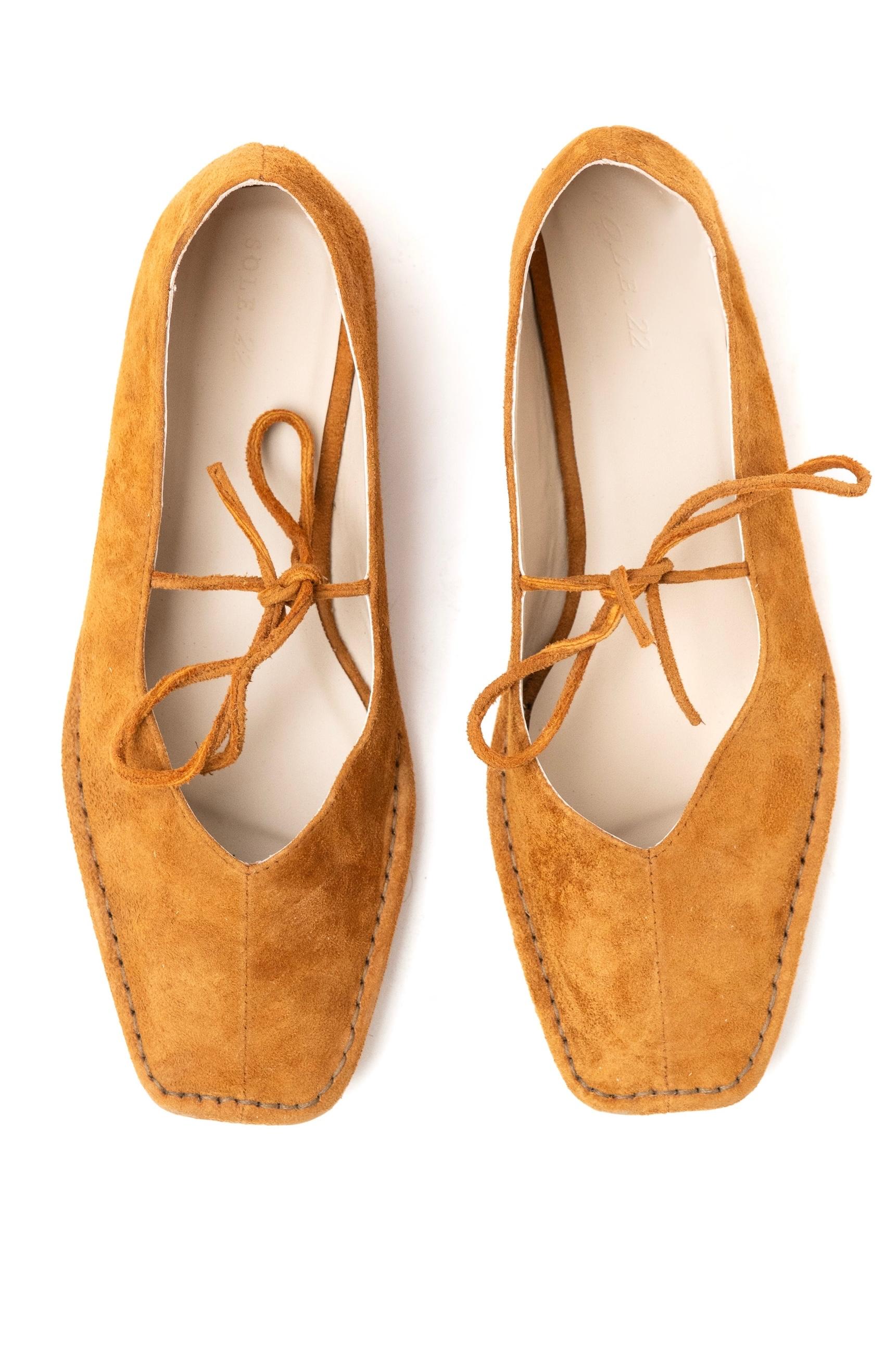 Quadra Mustard Suede Leather Ballet Flats