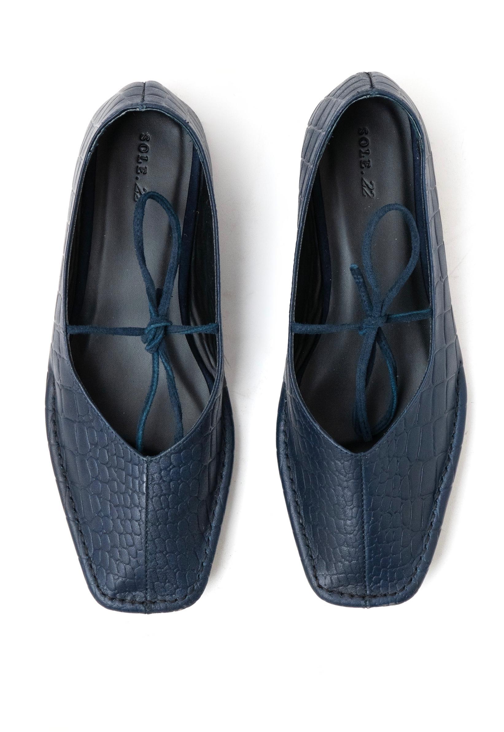 Quadra Blueprint Croc Leather Ballet Flats