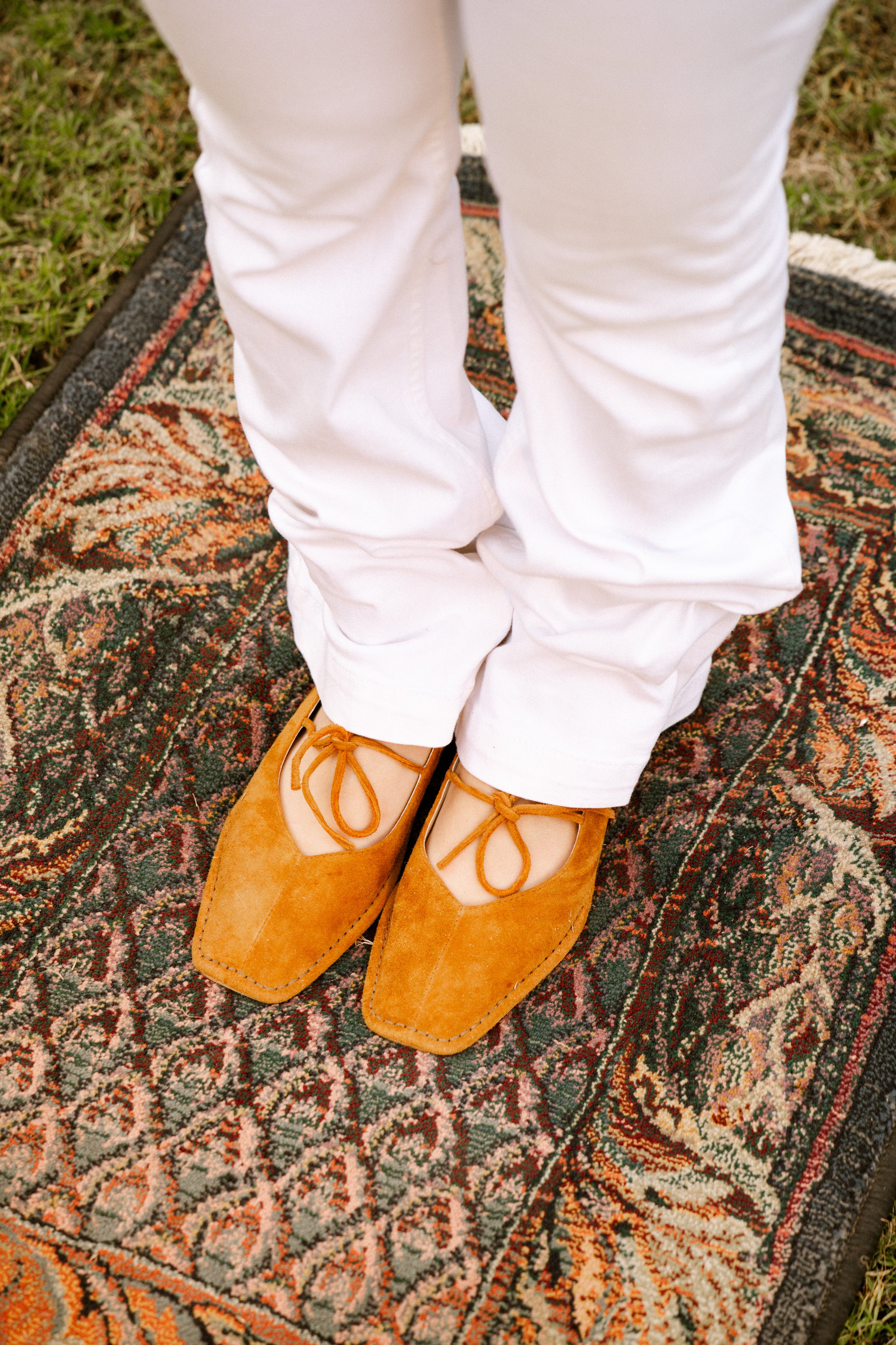 Quadra Mustard Suede Leather Ballet Flats
