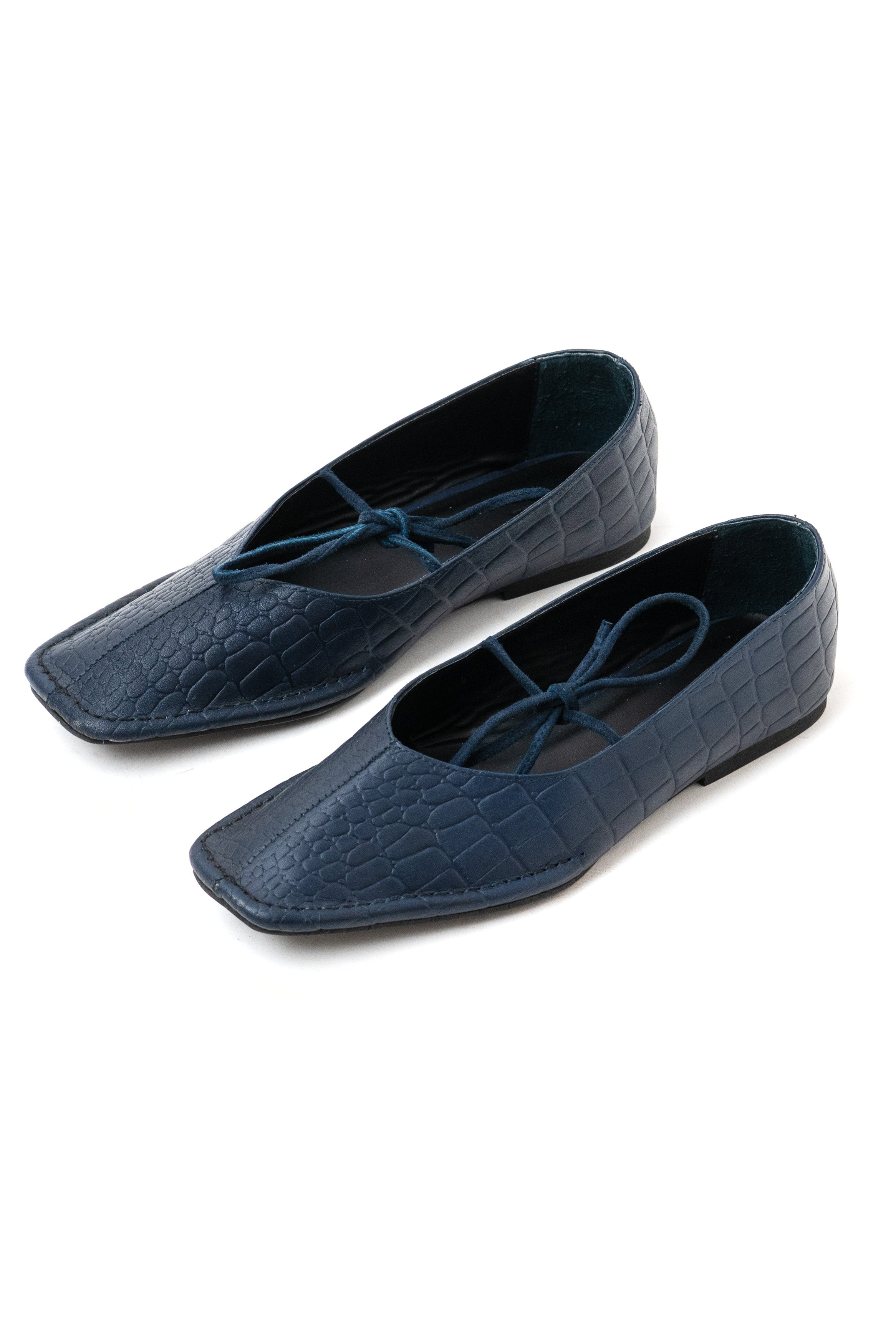Quadra Blueprint Croc Leather Ballet Flats