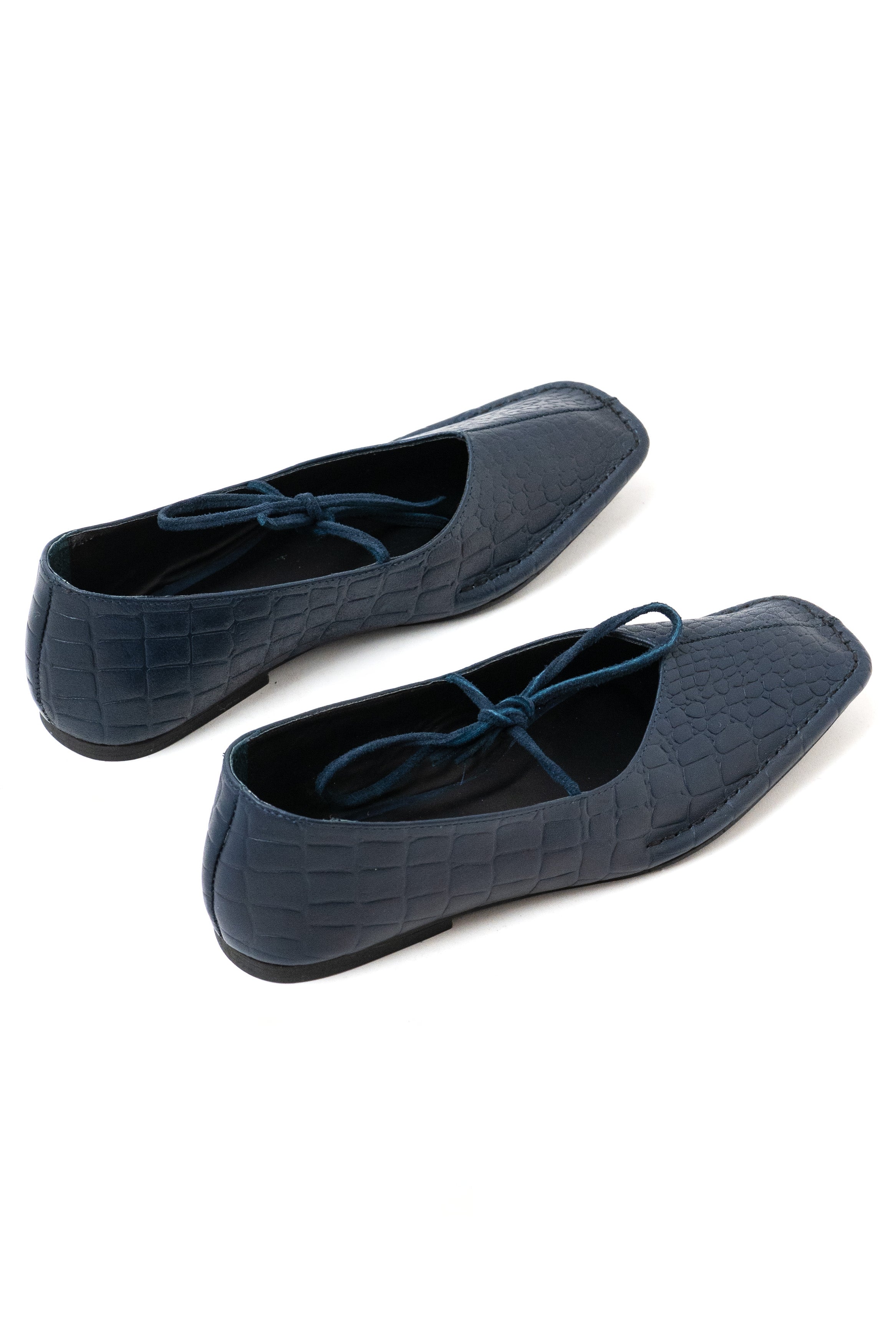 Quadra Blueprint Croc Leather Ballet Flats