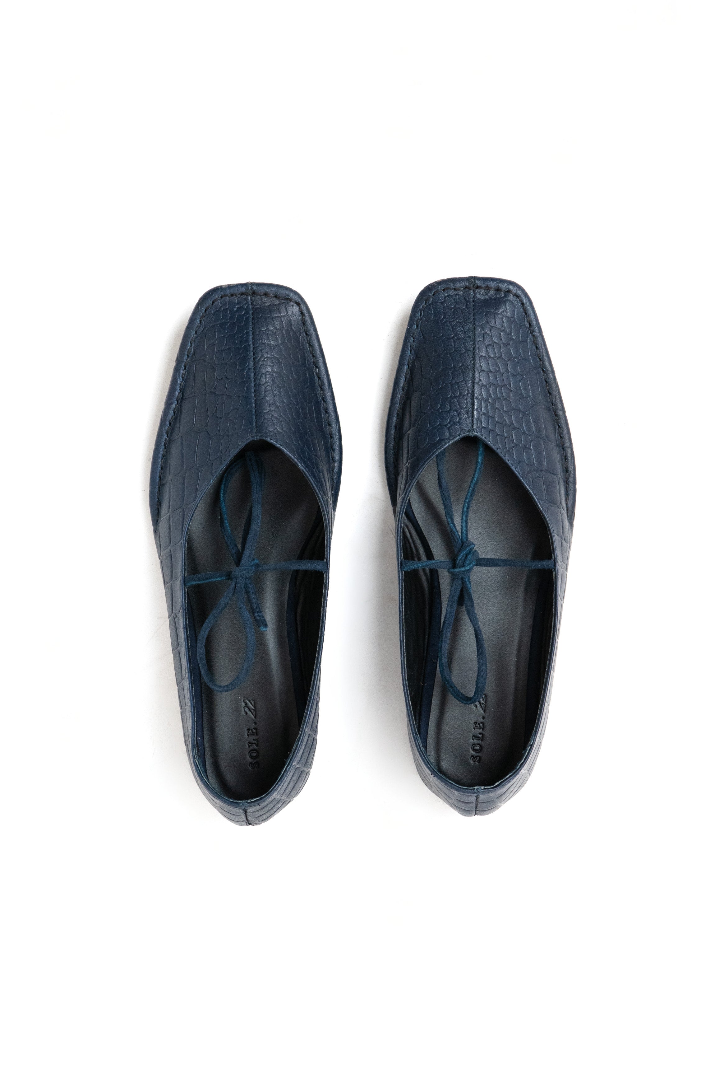 Quadra Blueprint Croc Leather Ballet Flats