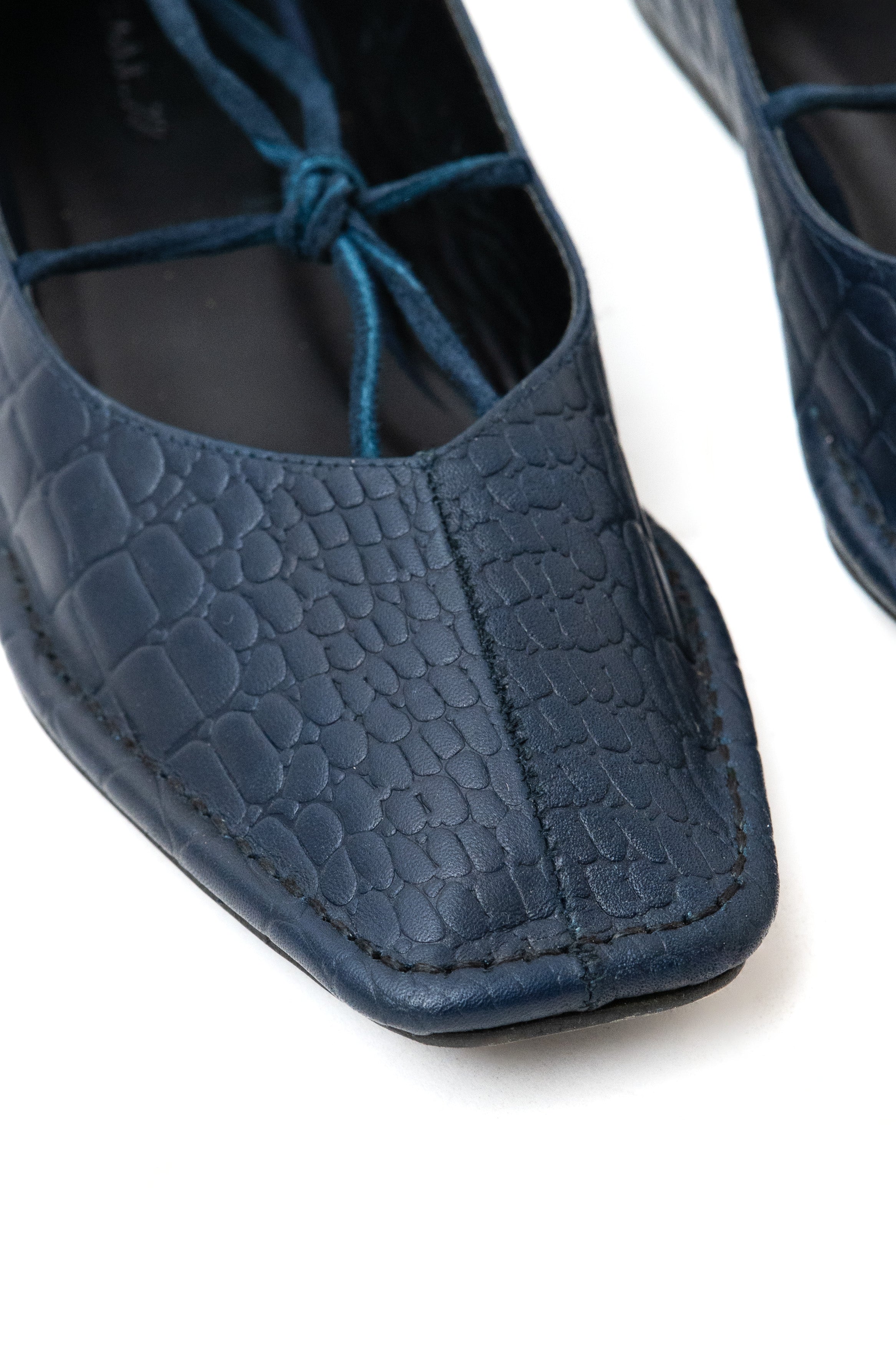Quadra Blueprint Croc Leather Ballet Flats