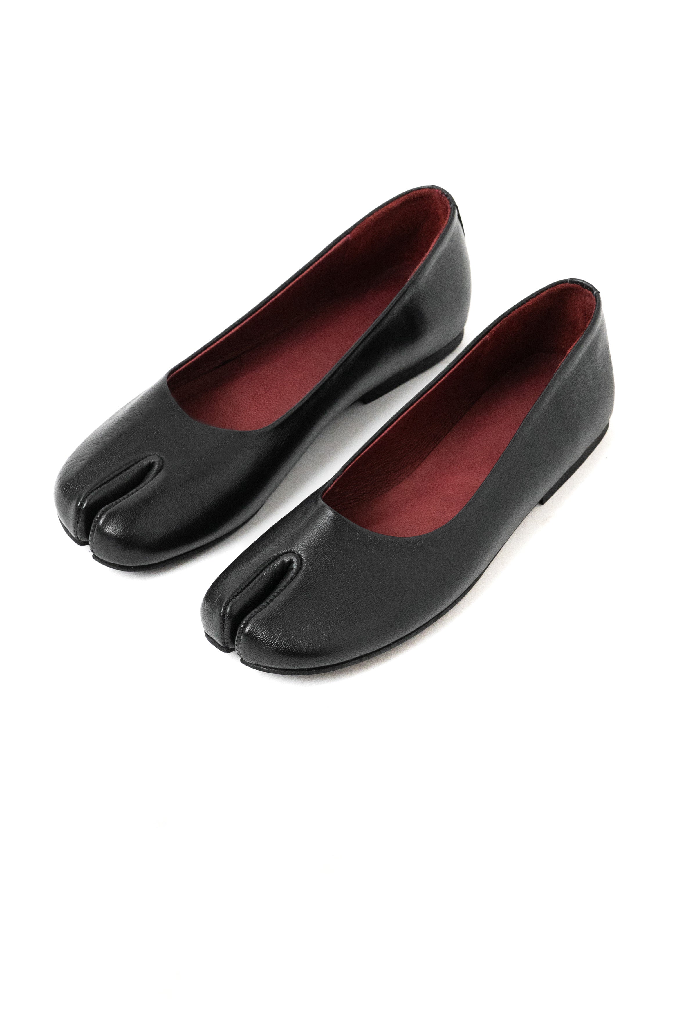 The Split - Black Leather Flats